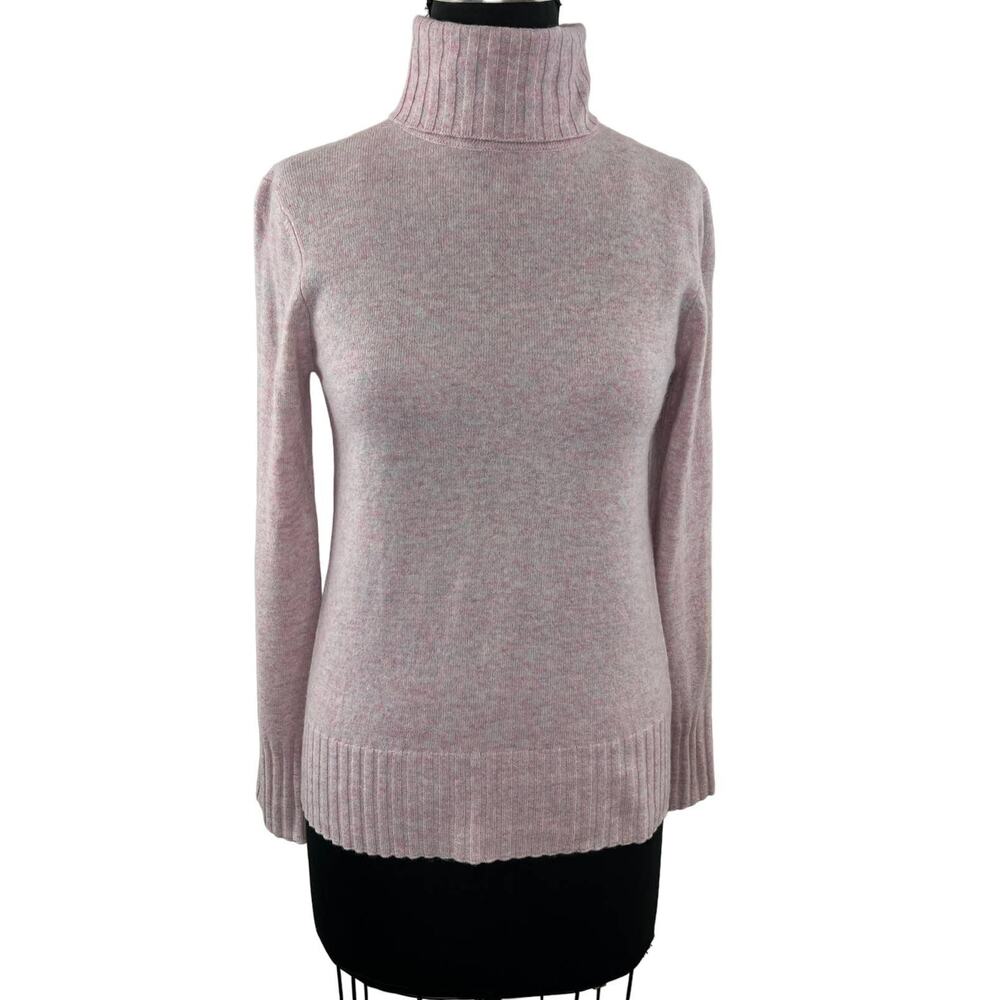 Qi Cashmere Pink Turtleneck Pullover Sweater Lightweight Knit Long Sleeve S